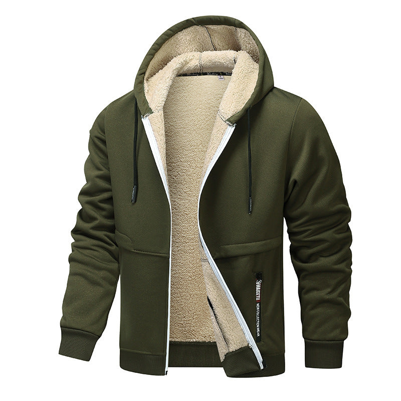 Solid Color Fleece Lined Full Zip Male Hoodie (9 colors)