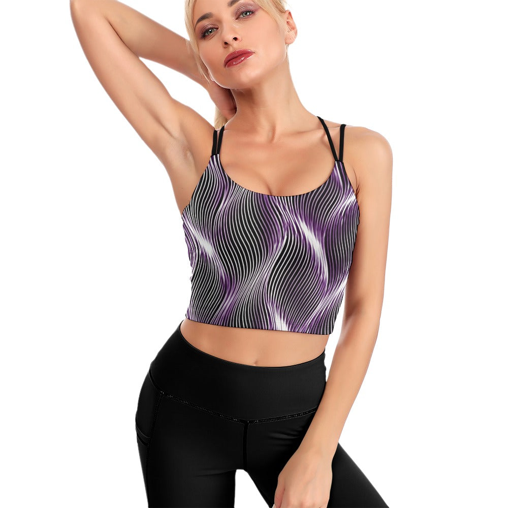 TRP Twisted Patterns 04: Weaved Metal Waves 01-01 Designer Cropped Open Back Yoga Top