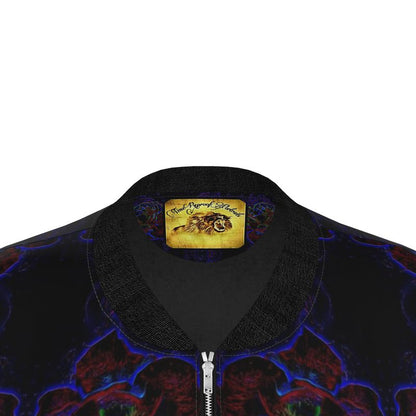 Close-up of the interior neck label featuring the TimeReproofPortraits lion insignia and gold-toned archival branding.