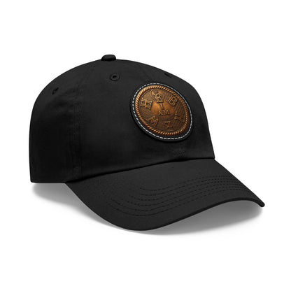 An angled side-front view of the black 'I AM HEBREW' dad hat, showing the contours of the hat, the brim, and the patch, set against a white background.