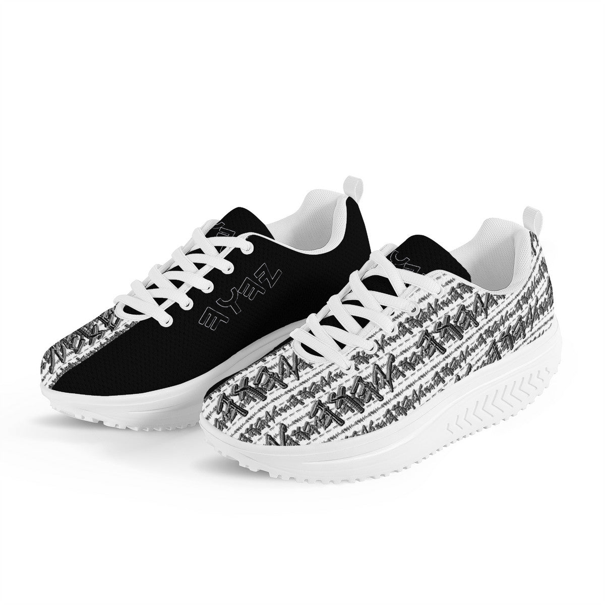 Most High God - Yahuah 01-01 White Ladies Mesh Heightened Rocking Sneakers