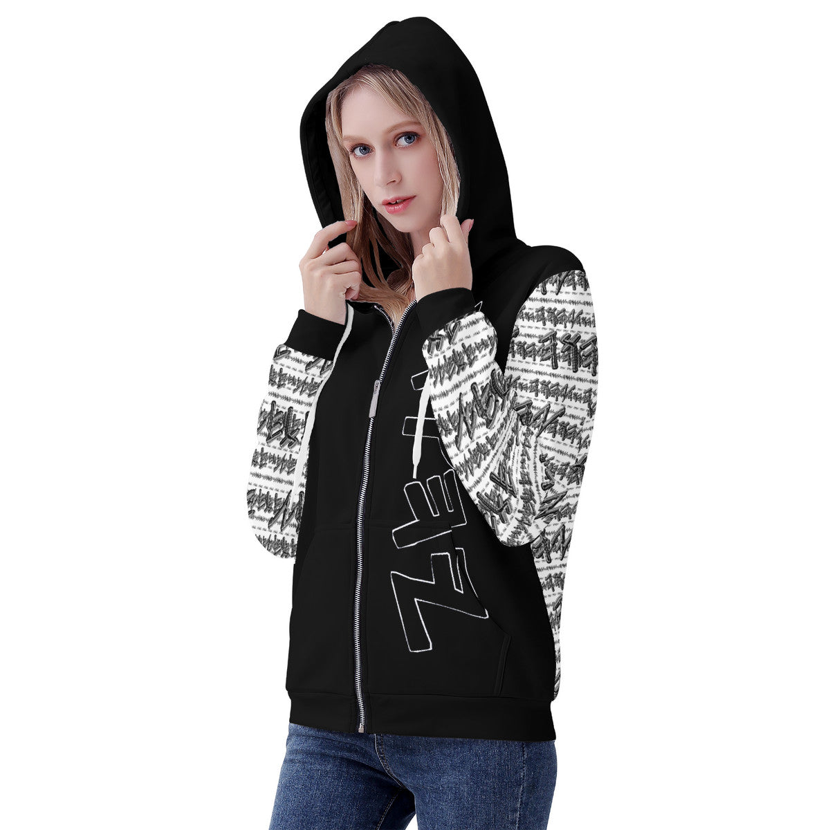 Most High God - Yahuah 01-01 White Ladies Designer Full Zip Hoodie