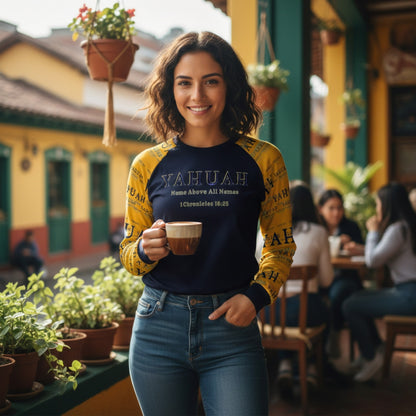 Yahuah-Name Above All Names 02-01 Ladies Designer Long Sleeve Raglan T-shirt
