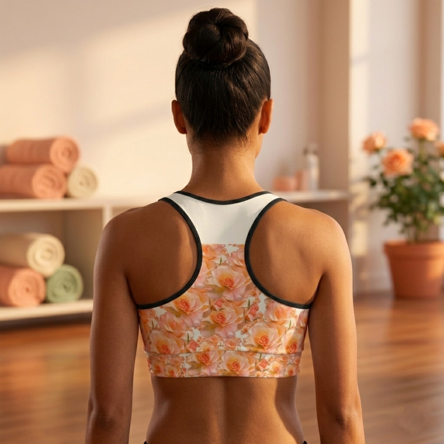 Floral Embosses (03-01): Apricot Bloom Essential | Sports Bra