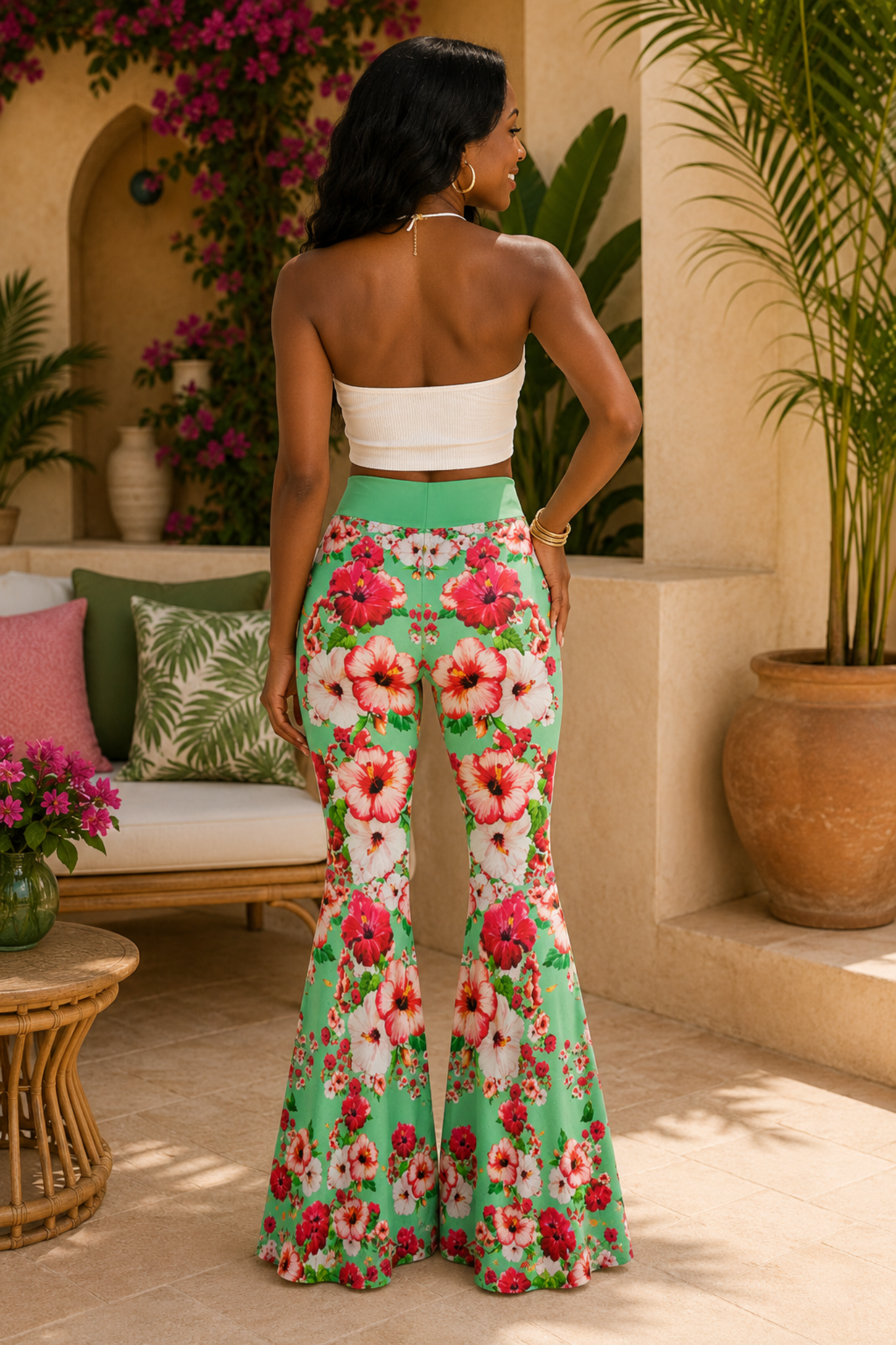 TRP Floral Prints (03): Hibiscus Flowers (01-02) "Deshe Abundance" | Flare Leggings