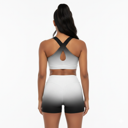 Outspoken Designs 03-03 "Fly Solo Night/Day" Sports Bra and Legging Shorts Set