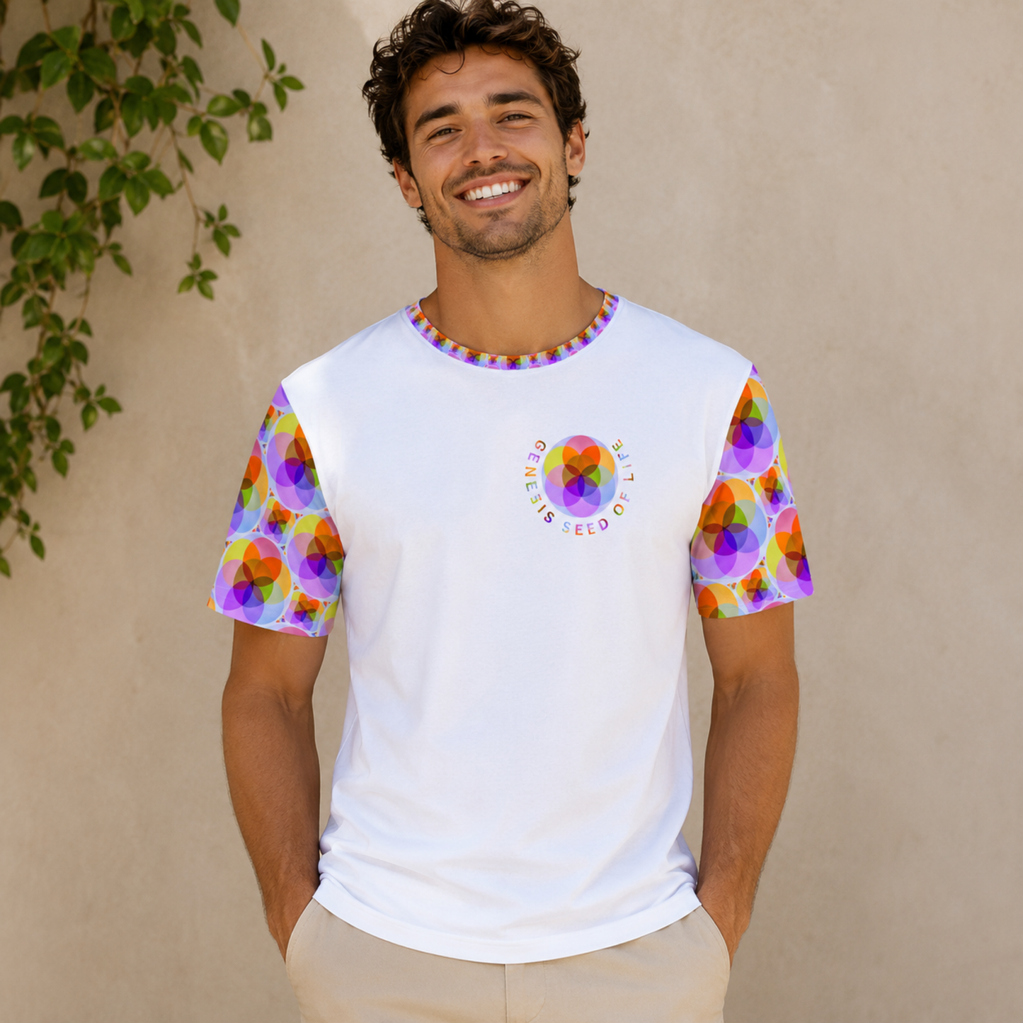 Sacred Geometry: Genesis Seed of Life 01-01 Men's Jersey T-Shirt