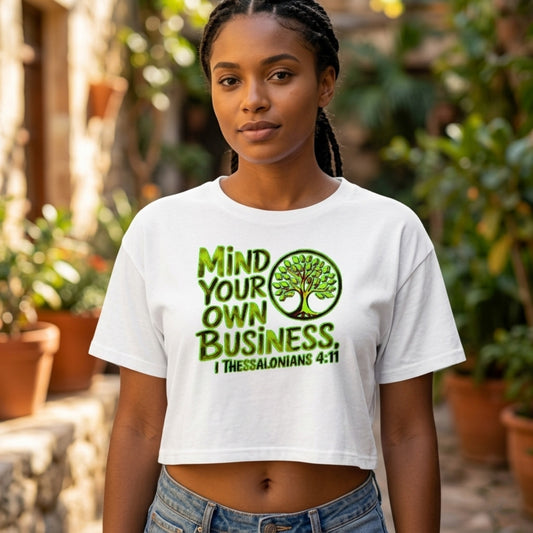 Outspoken Designs 06-02 "Mind Your Own Business" Designer AS Colour Crop Top (3 colors)