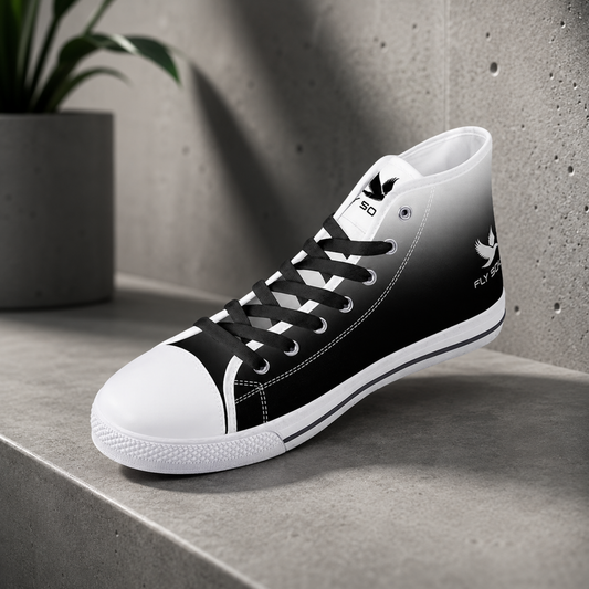 "Fly Solo" Night/Day | Men's High Top Canvas Sneakers (White)