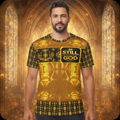 Hebrew World 01-03 Sacred Stillness Psalm 46:10 Men's T-shirt