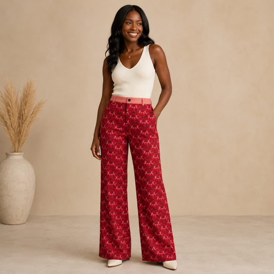 Floral Embosses (02): Shani Petal Heart | Wide Leg Pants