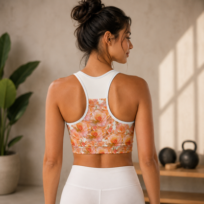 Floral Embosses (03-01): Apricot Bloom Essential | Sports Bra