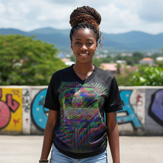 I AM HEBREW 01 Ladies Designer V-neck Pique T-shirt