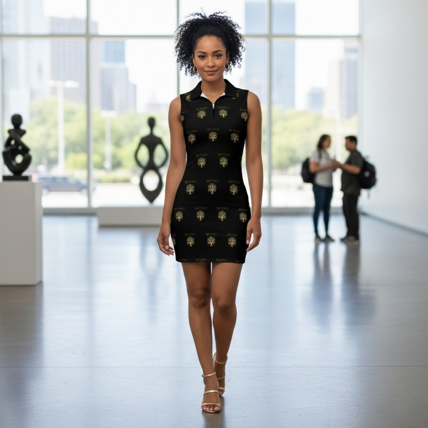 Yahuah: Tree of LIfe (01-01) | Sleeveless Mesh Zip Polo Dress (2 styles)