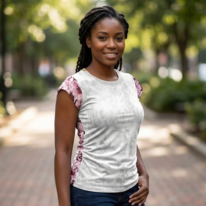 TRP Floral Print 01: Whimsical Sakura Symphony 01-01 Cap Sleeve Tee