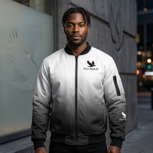"Fly Solo" Night/Day | Men's Bomber Jacket with Sleeve Pocket