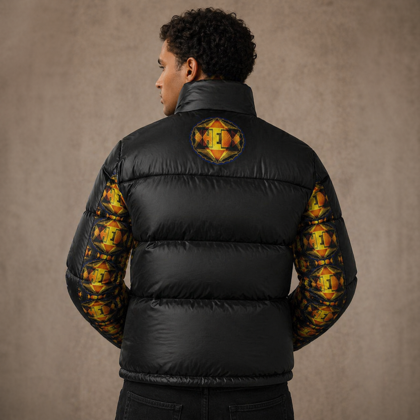 Hebrew World 01-02 Royal Radiance Men's Stand Collar Puffer Jacket