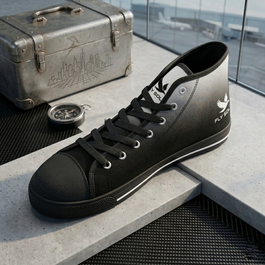 "Fly Solo" Night/Day | Men's High Top Canvas Sneakers (Black)