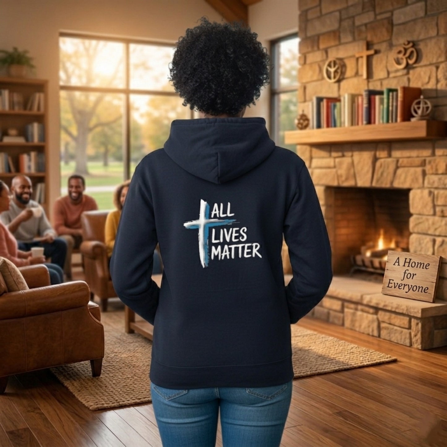 Outspoken Designs 04-02 "All Lives Matter" Designer Champion Unisex Powerblend Hoodie (MidnightNavy)