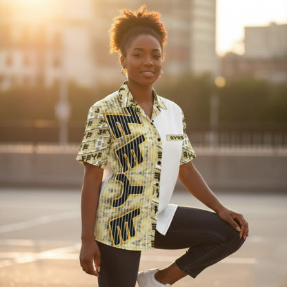 Yahuah Logo 03 - White Designer Unisex Camp Collar Shirt