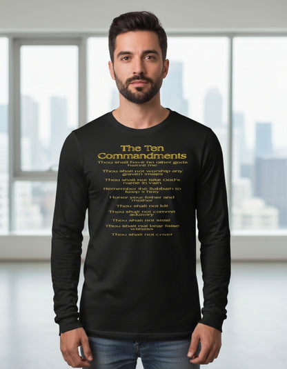 Ten Commandments 01 Designer Comfort Colors Men's Garment-dyed Long Sleeve T-shirt (4 colors)
