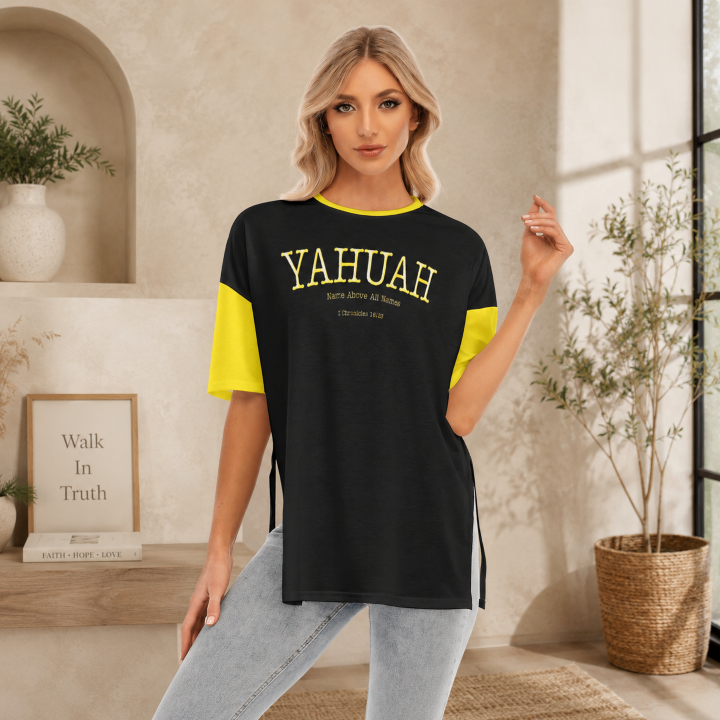 Yahuah: Name Above All Names (02-02) | Drop Shoulder Split Hem Long Tee