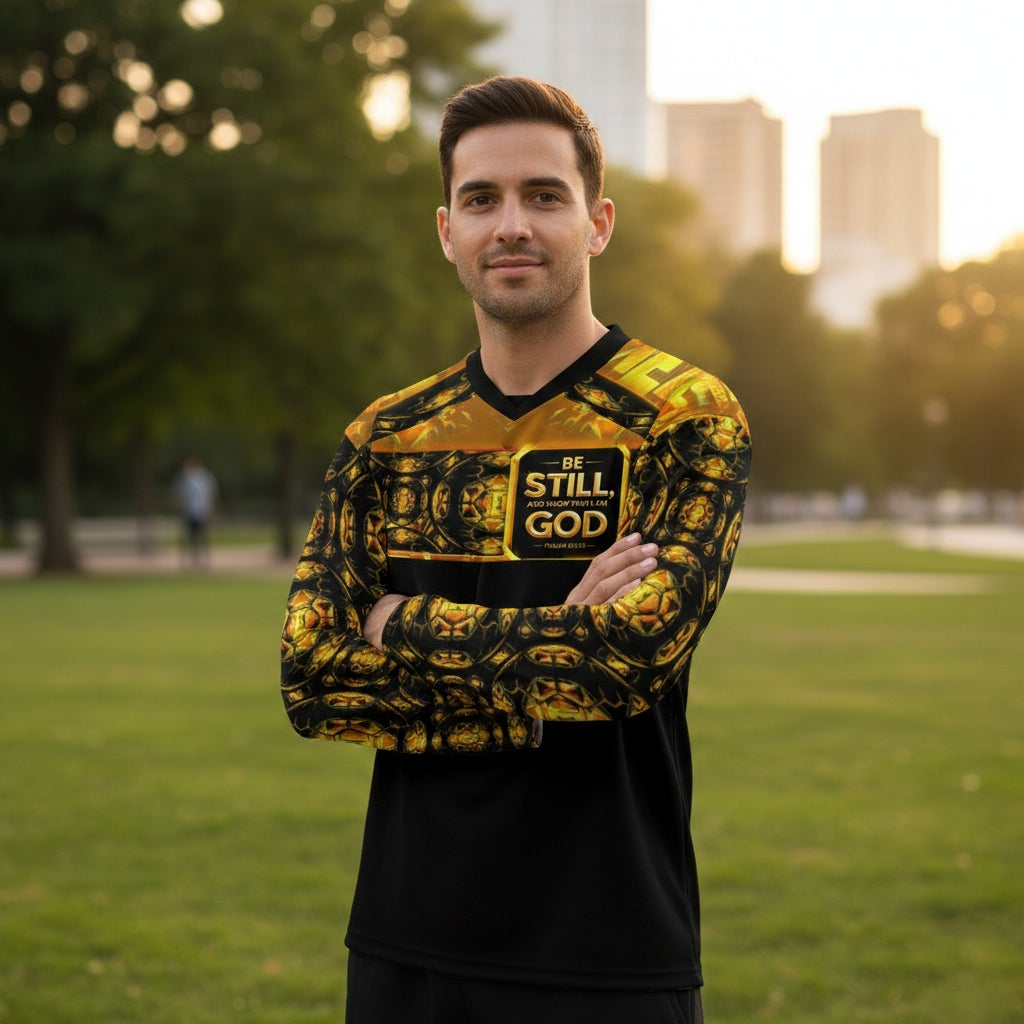Hebrew World 01-03 Sacred Stillness Psalm 46:10 Men's Hockey Jersey