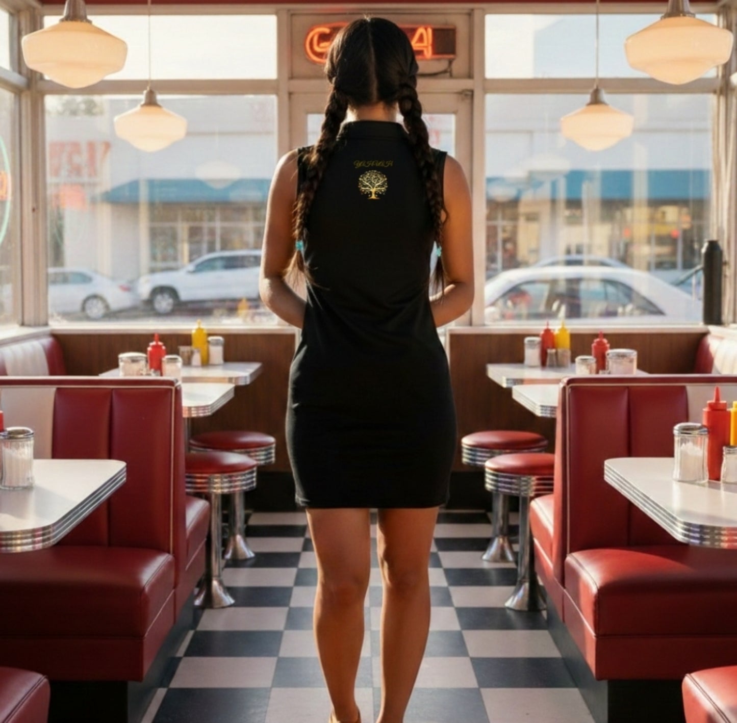 Yahuah: Tree of LIfe (01-01) | Sleeveless Mesh Zip Polo Dress (2 styles)