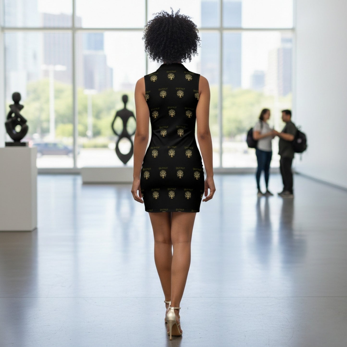 Yahuah: Tree of LIfe (01-01) | Sleeveless Mesh Zip Polo Dress (2 styles)