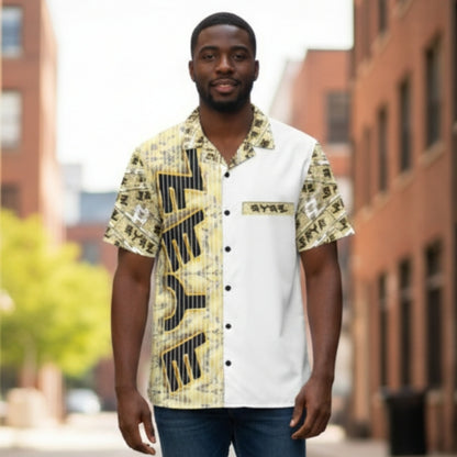 Yahuah Logo 03 - White Designer Unisex Camp Collar Shirt