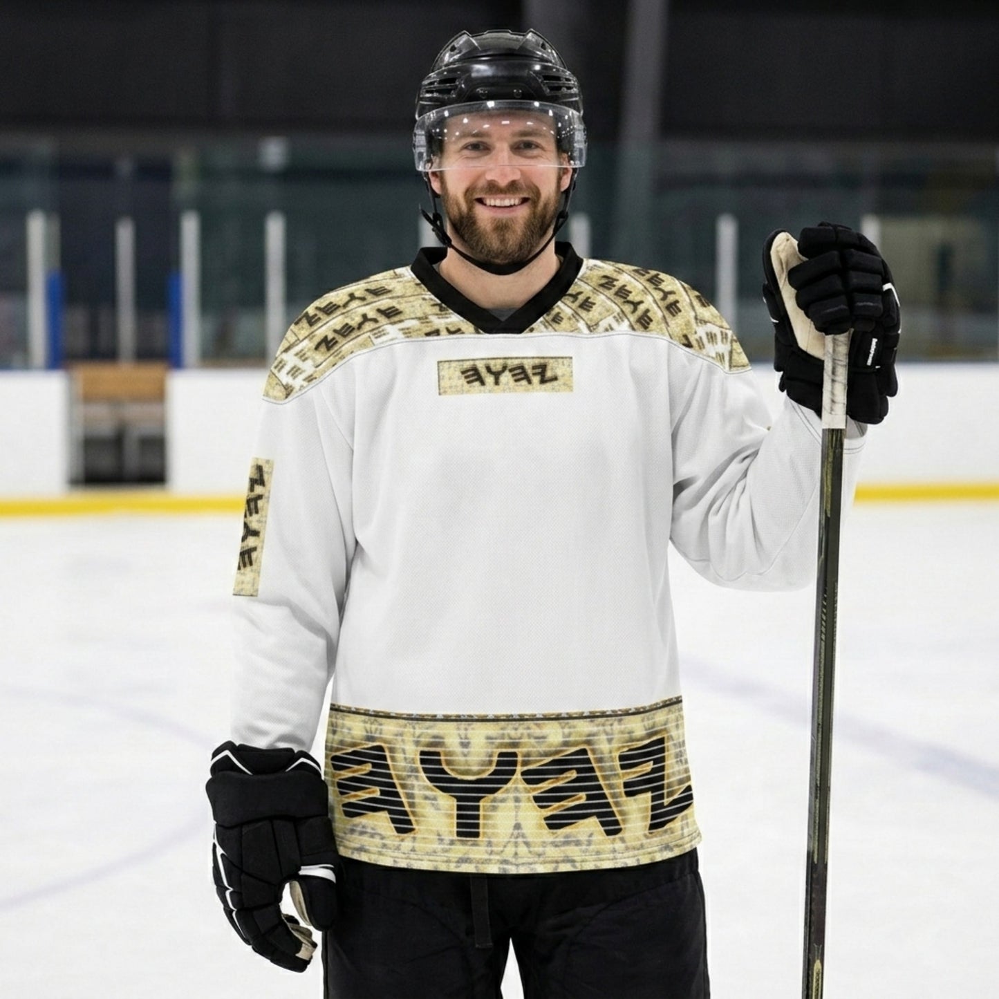 Yahuah Logo 03 - White Designer Recycled Hockey Jersey