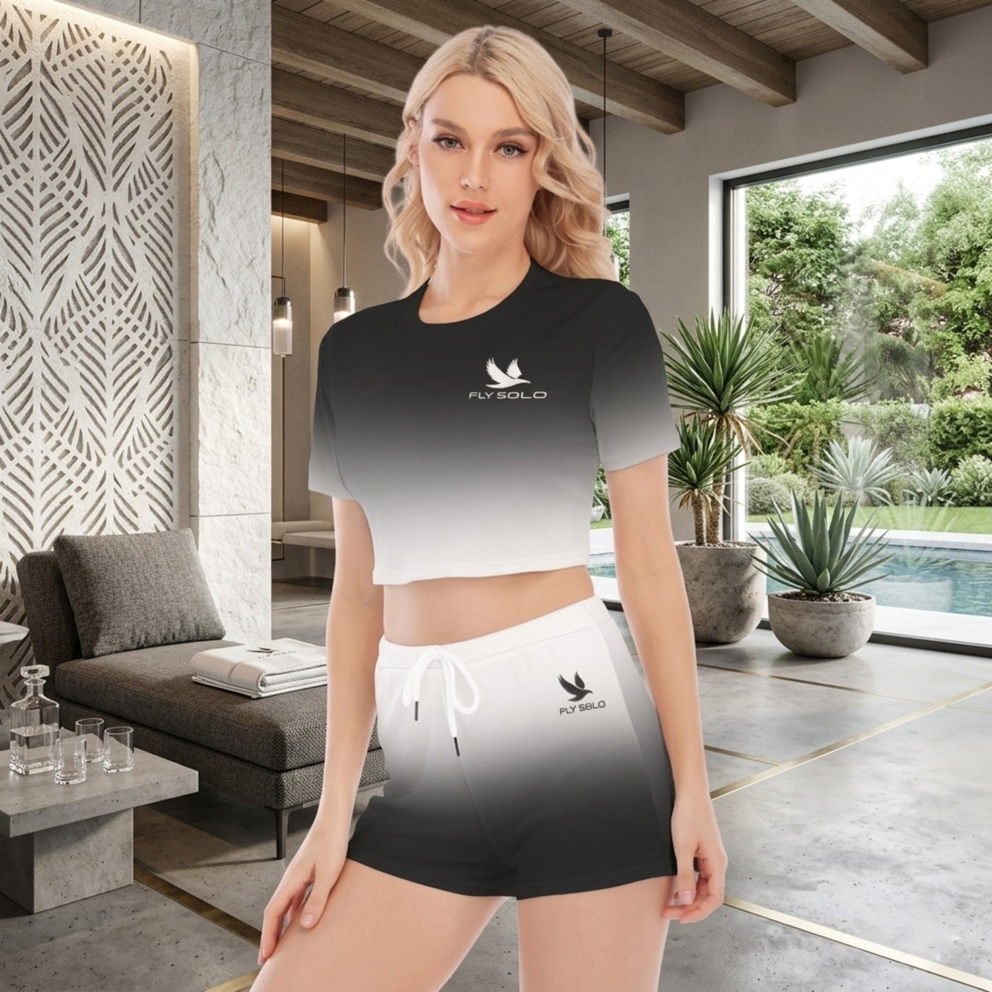 "Fly Solo" Night/Day | Cropped Tee and Shorts Set