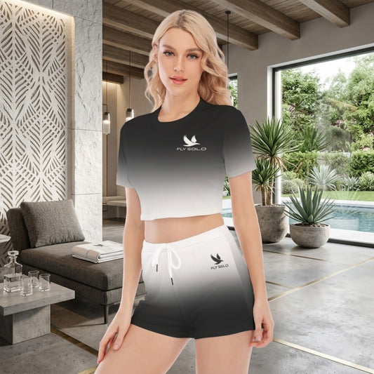 "Fly Solo" Night/Day | Cropped Tee and Shorts Set
