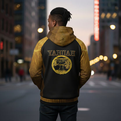 Yahuah-Tree of Life 02-03 Voltage Men's Designer Raglan Hoodie
