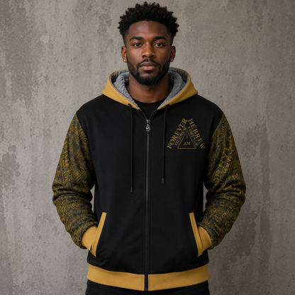 I AM HEBREW 03-01 Men's Designer Plush Lined Full Zip Hoodie