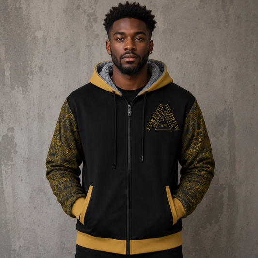 I AM HEBREW 03-01 Men's Designer Plush Lined Full Zip Hoodie