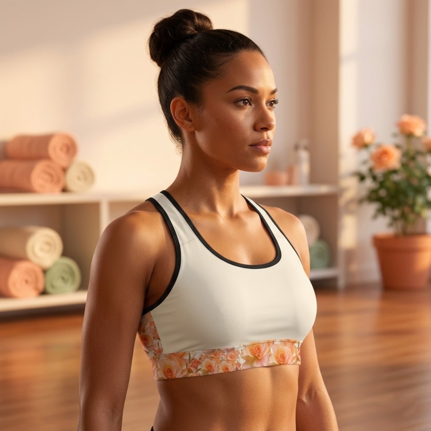 Floral Embosses (03-01): Apricot Bloom Essential | Sports Bra