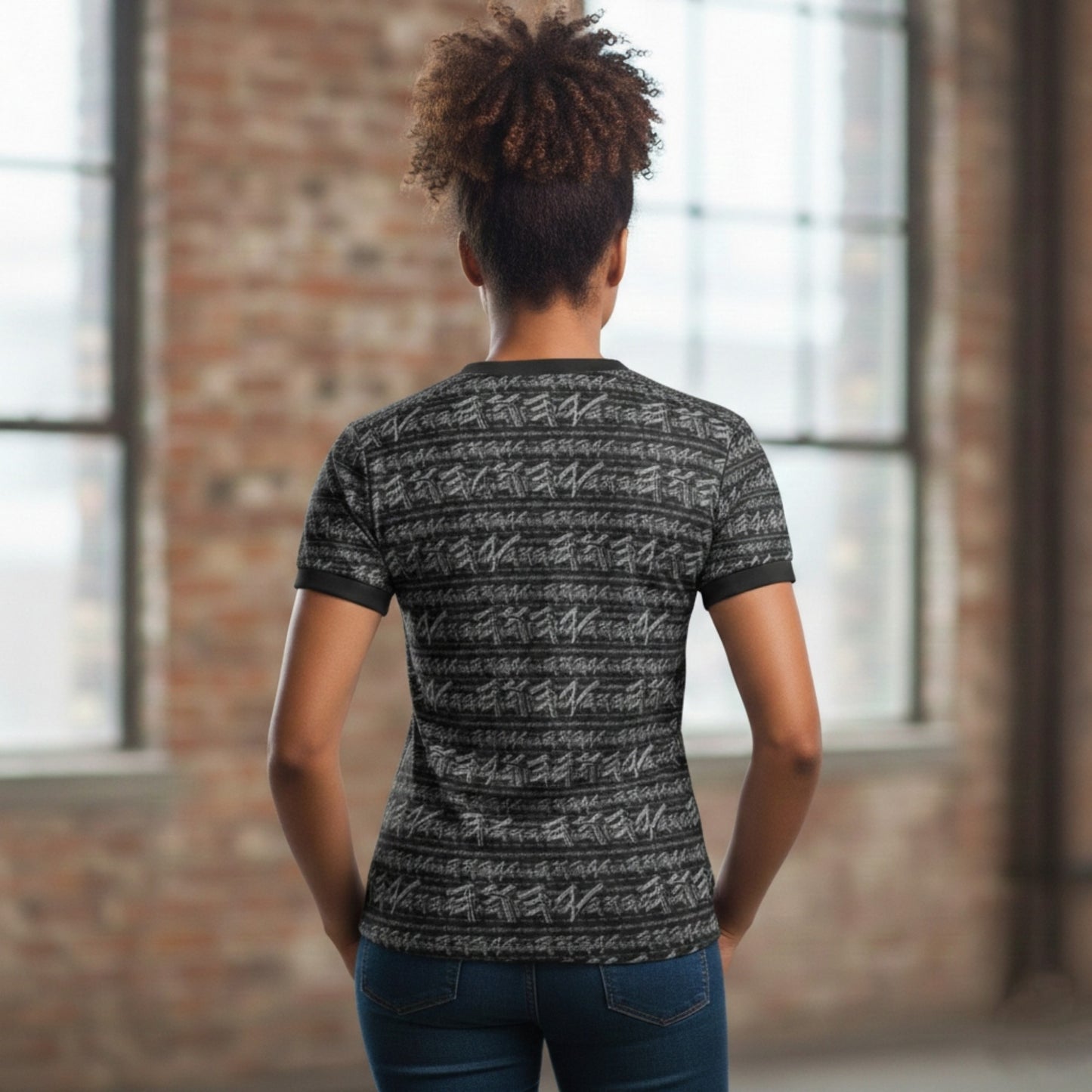 Yahuah Logo 01-02 Ladies Designer V-neck Jersey T-shirt
