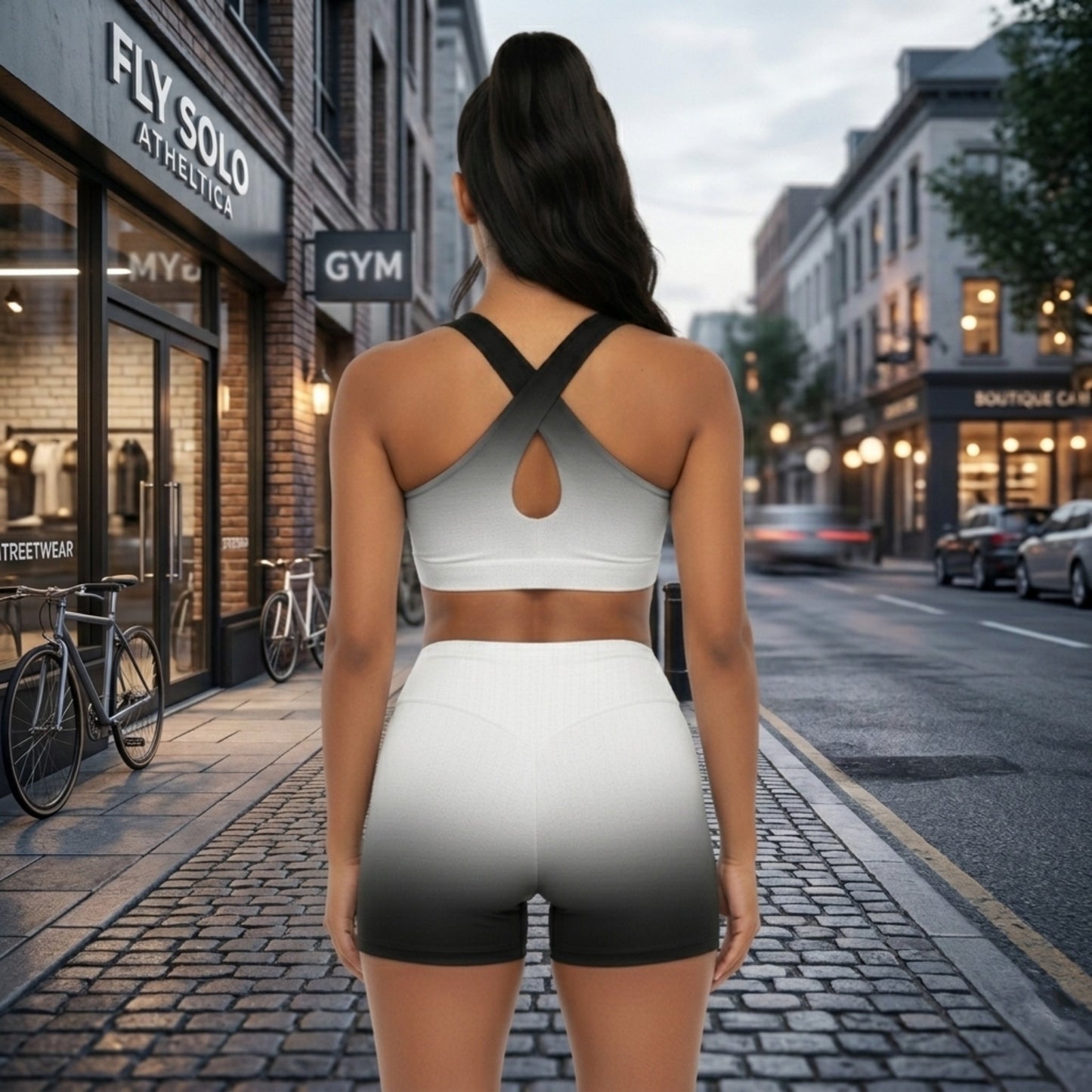 "Fly Solo" Night/Day | Sports Bra and Legging Shorts