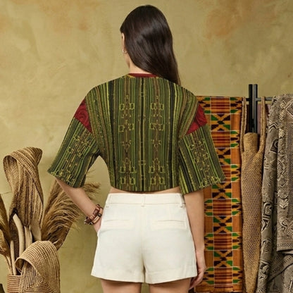 Geo Graphic (02): Digital Flora | Half Sleeve Crop Top
