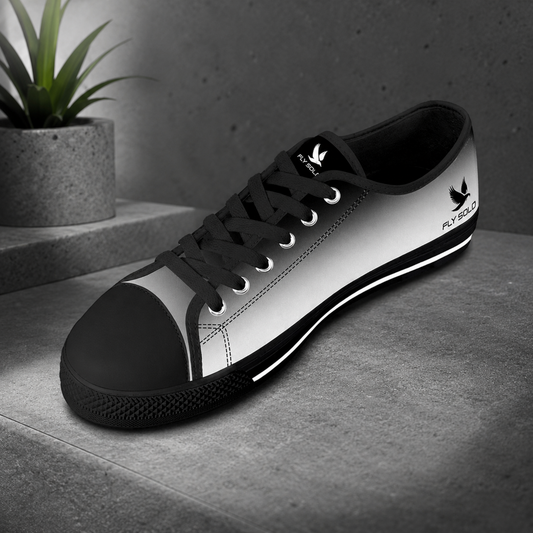 "Fly Solo" Night/Day | Women's Low Top Canvas Sneakers (Black)
