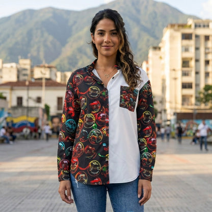 Outspoken Designs 01-01 "Lighten Up" Women's Band Collar Long Sleeve Shirt