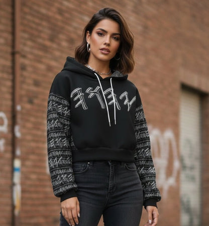 Yahuah Logo 01-02 Designer Cropped Drop Shoulder Hoodie