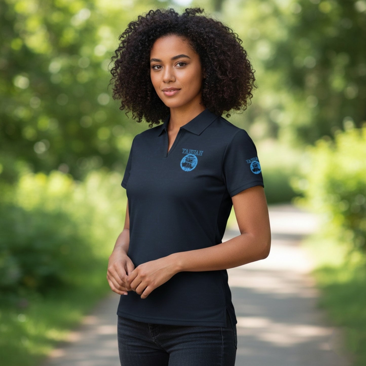 Yahuah: Tree of Life (02-03) - The Living Ruach | Women's Stand Up Collar Polo Shirt