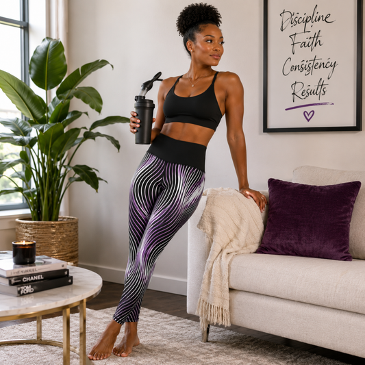 Orot (The Lights) Series: OR ARGAMAN | Royal Light (Purple) High-Rise Leggings with Pockets