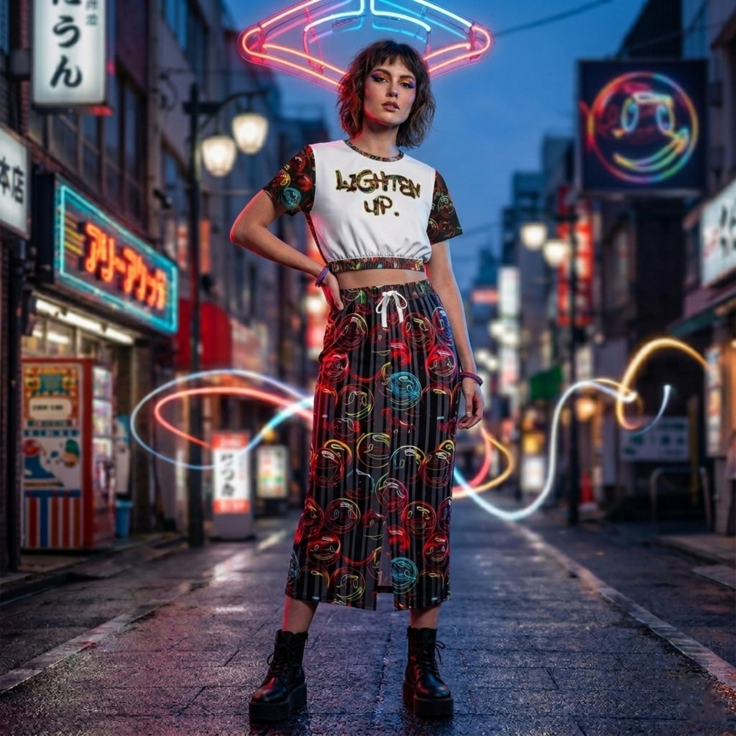 "Lighten Up" (01) | Cropped Sweatshirt and Pocket Maxi Skirt