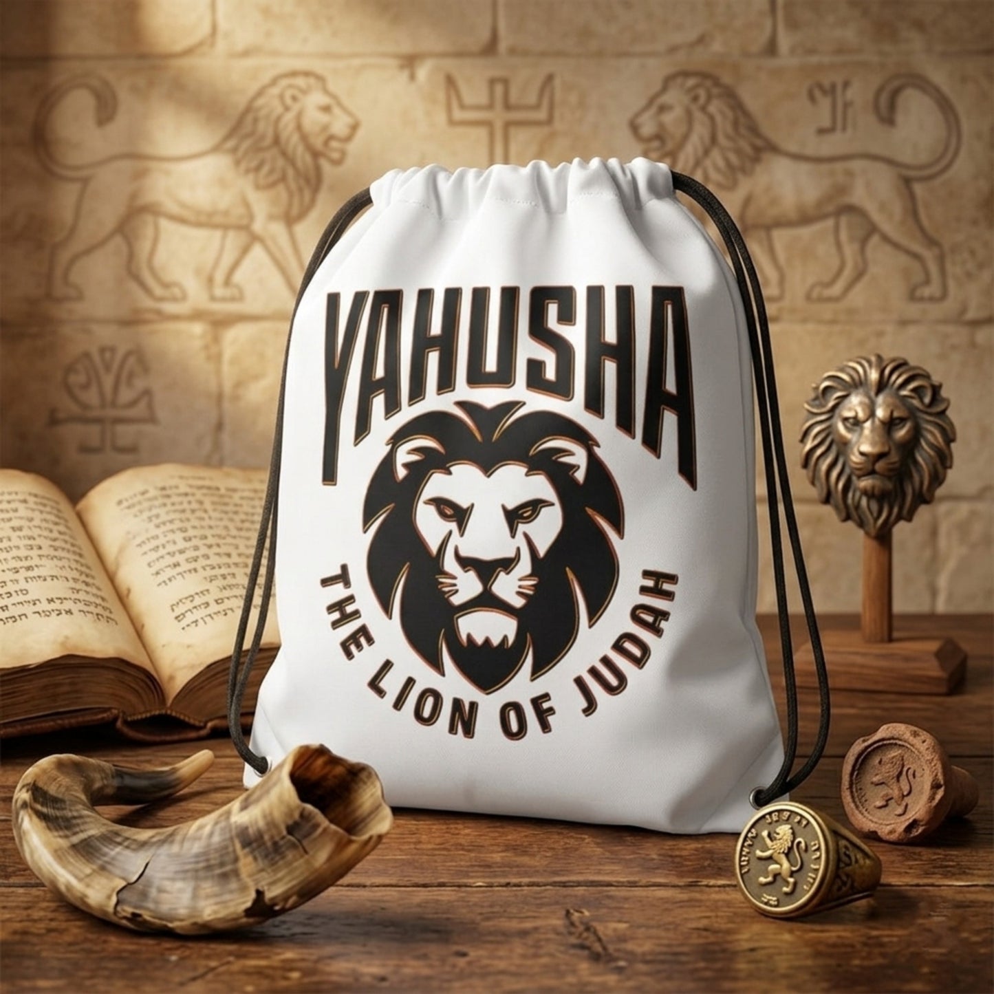 Yahusha-The Lion of Judah 02-01 Drawstring Bag, Large