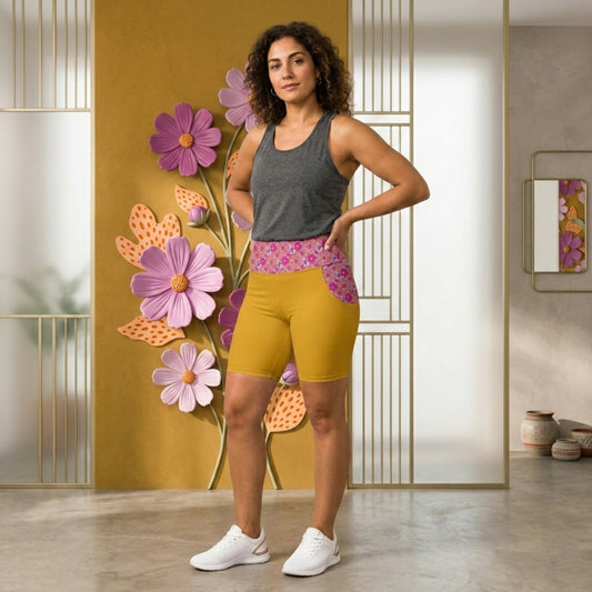 TRP Floral Print 05: Garden Cosmos 01 Yoga Bike Shorts