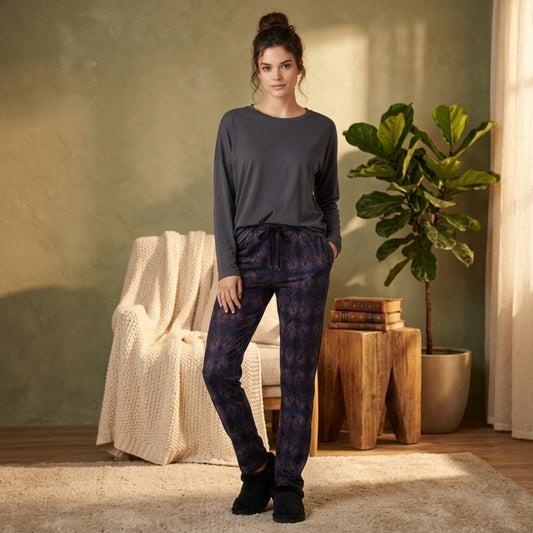 Floral Embosses (01): Nocturnal Sanctuary | Open Bottom Lounge Joggers