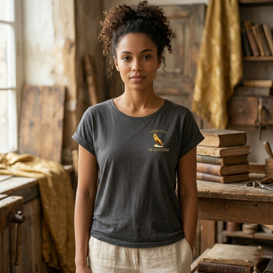 Yahusha: The Lion of Judah (01) | Women's Wide Neck Slub Cotton Long Tee